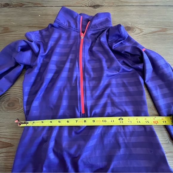 NIKE PRO DRI-FIT PURPLE STRIPE QUARTER ZIP TOP LONG SLEEVE ACTIVE WEAR RUNNING - Picture 8 of 9